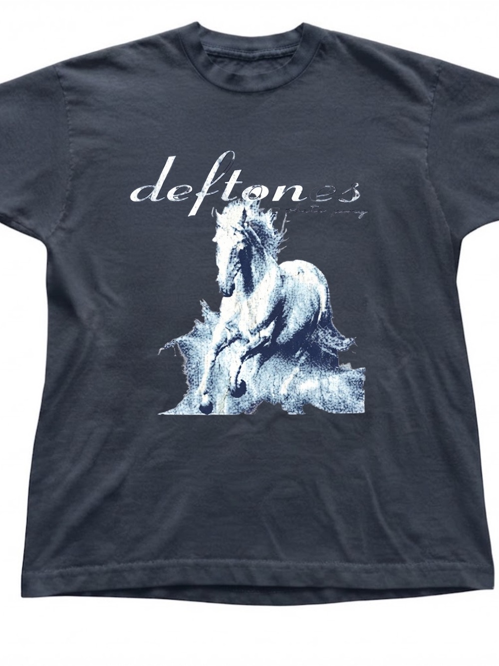 White Horse Animal Graphic Print Navy Blue Gildan T-Shirt